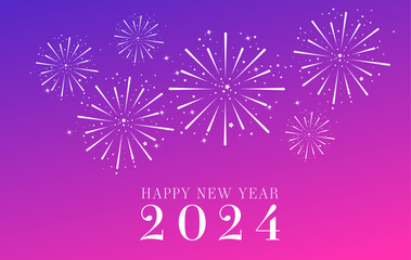 Happy New 2024 Year greeting card, sparkle banner graphic