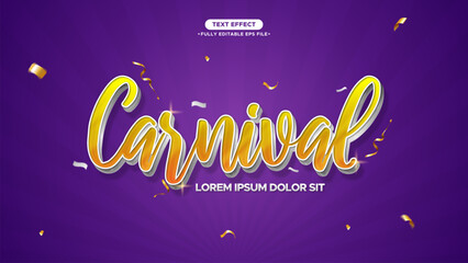 Carnival Greeting Vector Banner with Text Effect and Editable Text and ribbon element around
