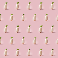 Organic natural Daikon vegetable seamless photo pattern on a solid color background