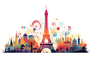 eiffel tower  icon of Paris illustration