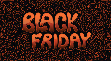 Black Friday Seamless Pattern in Doodle Typography and Gummy Shapes