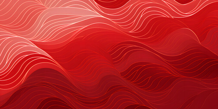 waved red background with a wavy pattern, Chinese New Year festivities, striped compositions, circular shapes, 2D red pattern with waves, minimalist color palette, Chinese wallpaper