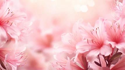 Foto op Canvas Azalea flower background closeup with soft focus and sunlight, blurred background © arjan_ard_studio