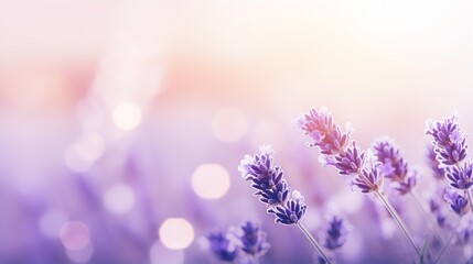 Lavender flower background closeup with soft focus and sunlight, blurred background