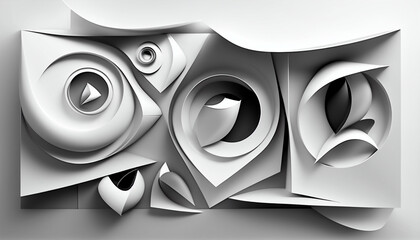Sophisticated abstract shapes in gray on a white background