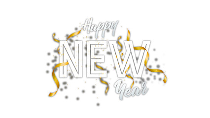 Happy New Year 2024 Stylish Text on transparent background. Happy New Year greetings.