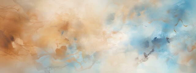 The texture of watercolor blue brown paint with splashes, picturesque streaks and smudges, watercolor painting or background.
