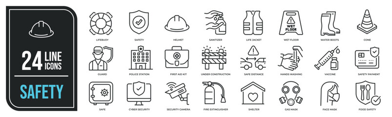 Safety thin line icons. Editable stroke. For website marketing design, logo, app, template, ui, etc. Vector illustration.