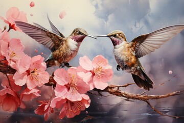 hummingbird and flower