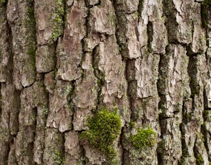 Obraz premium Bark of a tree with moss 1