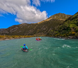 Fototapeta na wymiar Rafting at Hurunui river.