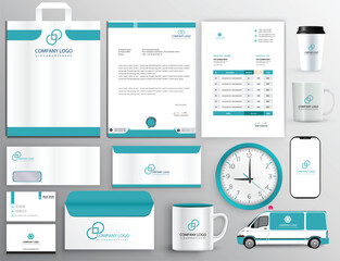 stylish business stationery items set with Vector Design 
