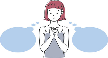 真剣な表情でお願い事をしている女性のイラスト素材