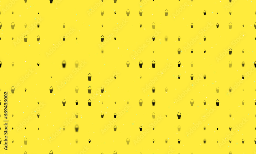 Poster seamless background pattern of evenly spaced black ice cream symbols of different sizes and opacity.