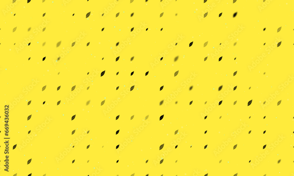 Poster seamless background pattern of evenly spaced black leaflet symbols of different sizes and opacity. v