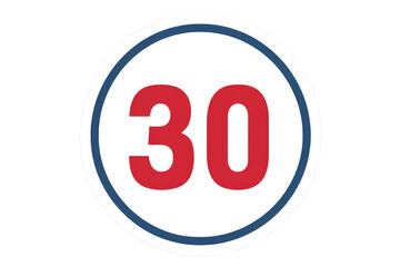 This icon represents a speed limit of 30. It is a flat color design vector illustration.

 Generative AI