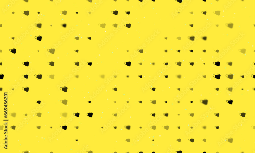 Poster seamless background pattern of evenly spaced black mask symbols of different sizes and opacity. vect