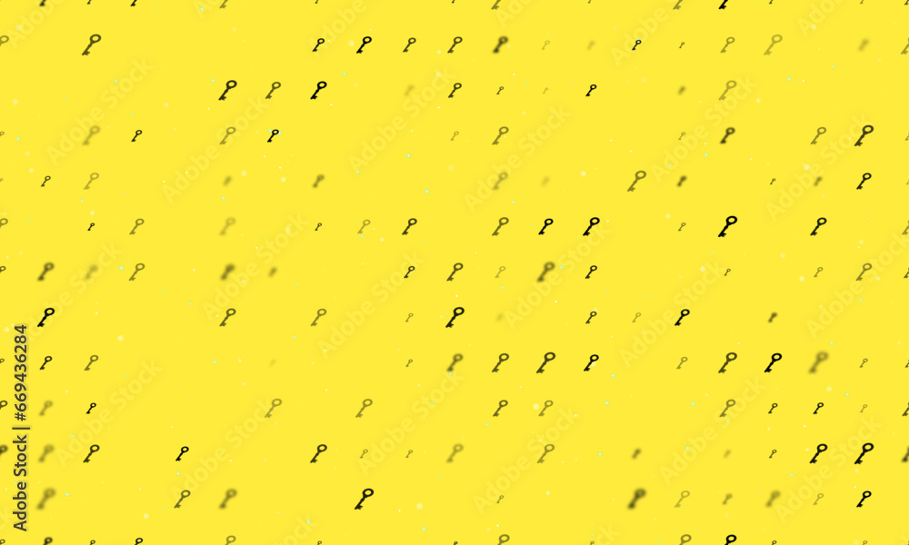 Poster seamless background pattern of evenly spaced black old key symbols of different sizes and opacity. v
