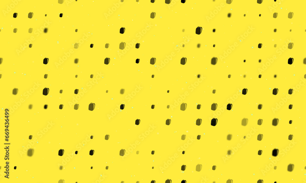 Poster seamless background pattern of evenly spaced black school bag symbols of different sizes and opacity