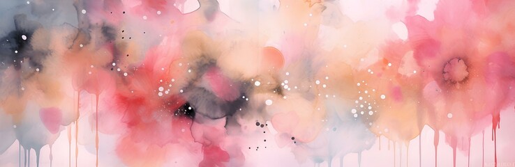 The texture of watercolor pink paint, with streaks and splashes, picturesque streaks, is a watercolor painting or a colorful background.