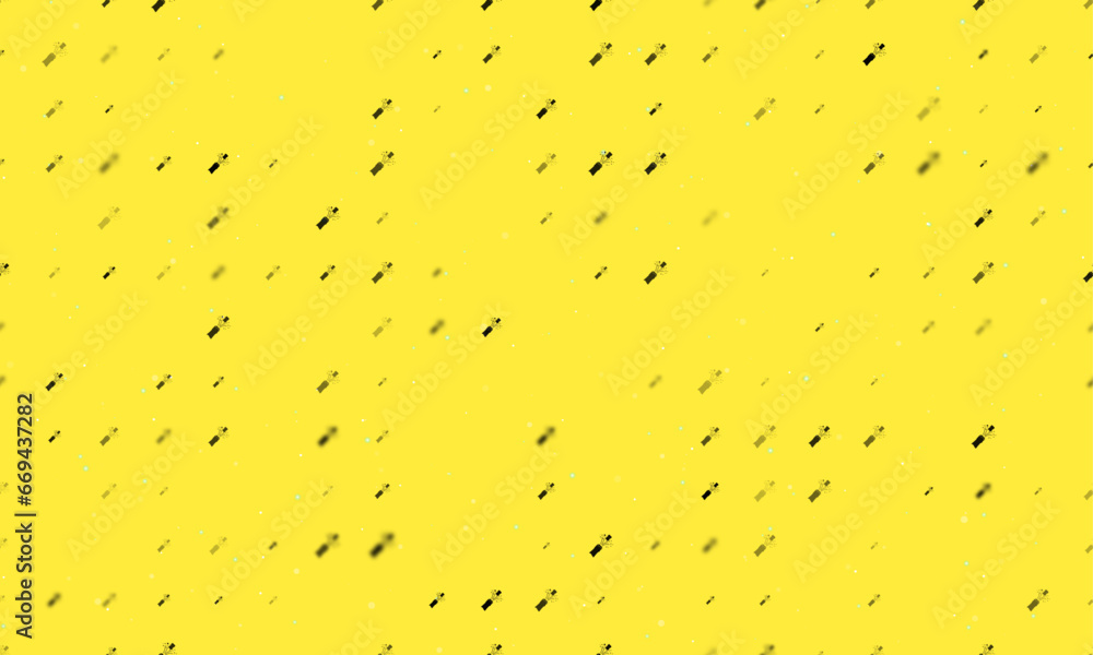 Poster seamless background pattern of evenly spaced black champagne opening symbols of different sizes and 