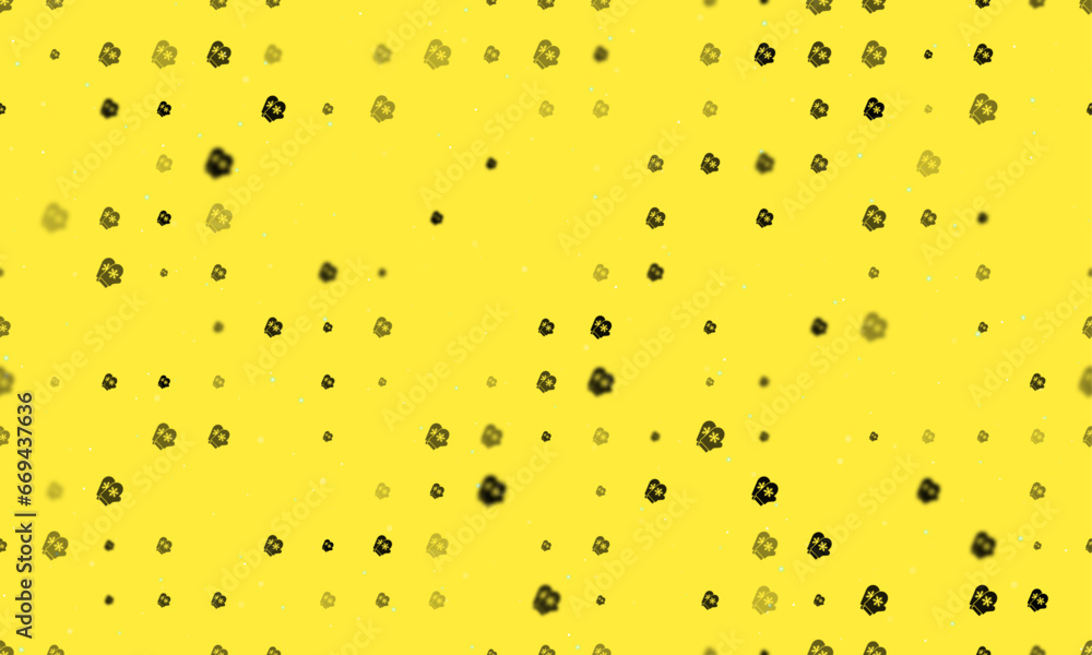 Aufkleber seamless background pattern of evenly spaced black mittens symbols of different sizes and opacity. v