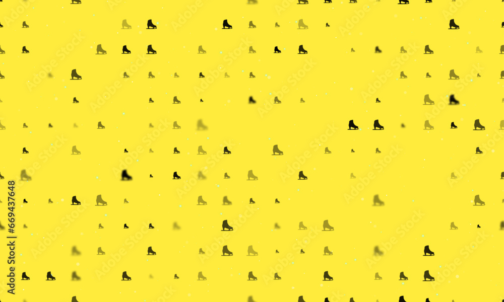 Poster seamless background pattern of evenly spaced black womens ice skates of different sizes and opacity.