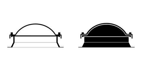 ofvs488 OutlineFilledVectorSign ofvs - rooflight dome vector icon . dome on the roof . flat roof . factory . isolated transparent . black outline and filled version . AI 10 / EPS 10 / PNG . g11831 © fotohansel