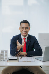 Real estate agents offer condos to clients. A real estate agent is talking with a client about buying and selling assets, houses, condos.