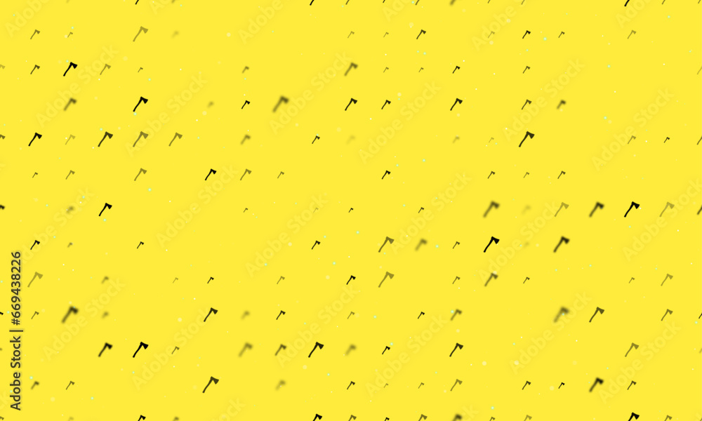 Poster seamless background pattern of evenly spaced black ax symbols of different sizes and opacity. vector