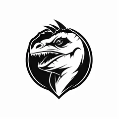 Photo sur Aluminium Dinosaures Dinosaur black icon on white background AI generative image