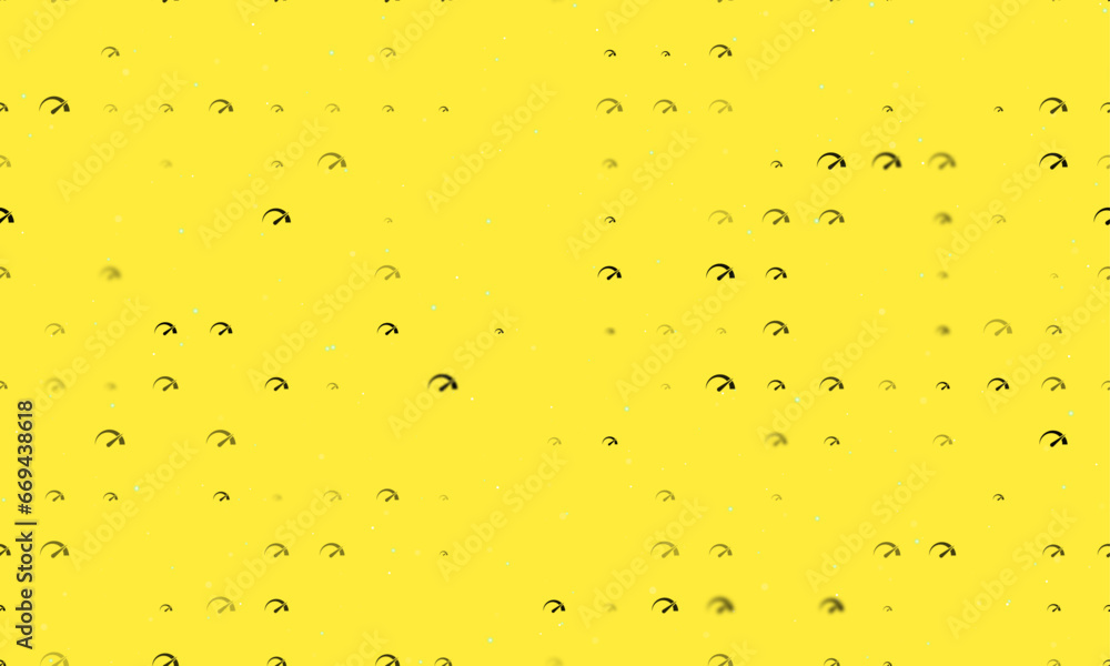 Poster seamless background pattern of evenly spaced black tachometer symbols of different sizes and opacity