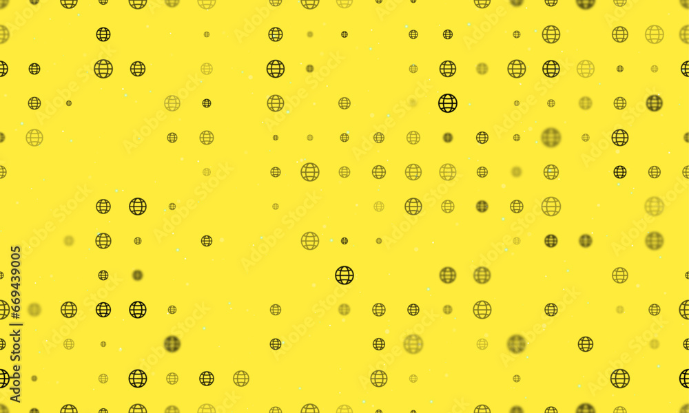 Poster seamless background pattern of evenly spaced black web symbols of different sizes and opacity. vecto