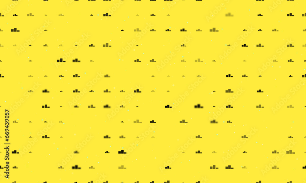 Poster seamless background pattern of evenly spaced black winners podium symbols of different sizes and opa