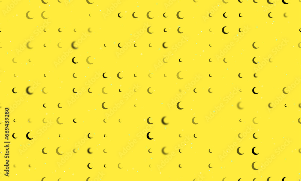 Aufkleber seamless background pattern of evenly spaced black moon symbols of different sizes and opacity. vect
