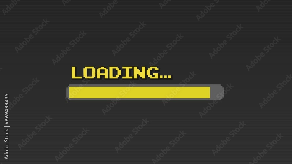 Poster pixel art 8-bit loading bar concept