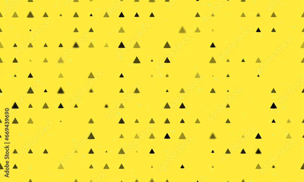 Poster seamless background pattern of evenly spaced black cone symbols of different sizes and opacity. vect