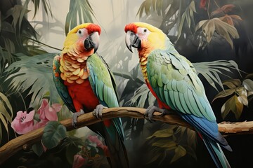 Obraz premium pair of parrots