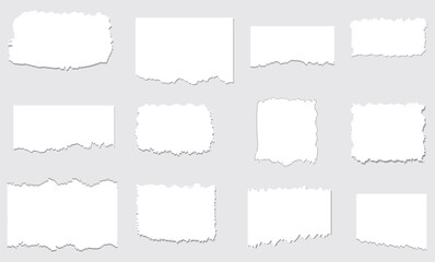 Set of torn ripped paper sheets, vector
