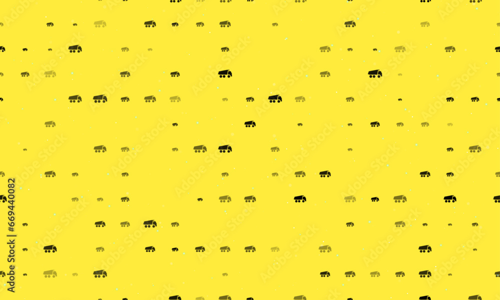 Aufkleber seamless background pattern of evenly spaced black truck symbols of different sizes and opacity. vec
