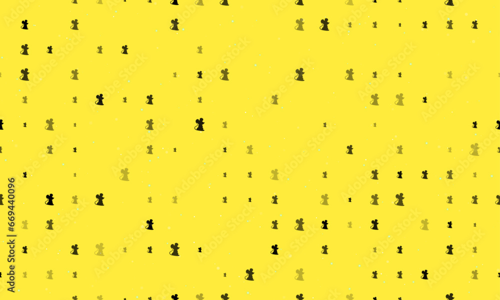 Aufkleber seamless background pattern of evenly spaced black mouse symbols of different sizes and opacity. vec