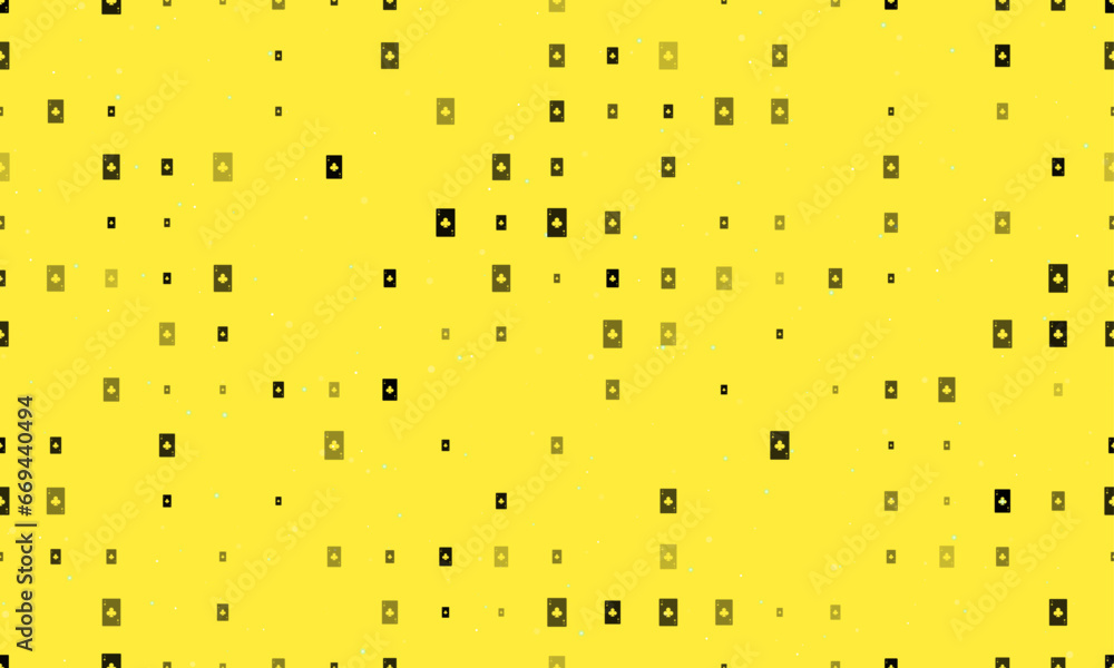 Poster seamless background pattern of evenly spaced black ace of clubs cards of different sizes and opacity