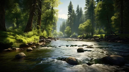 Foto auf Acrylglas Waldfluss beautiful realistic river photos