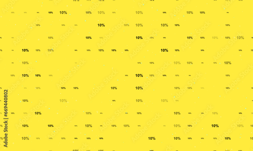 Poster seamless background pattern of evenly spaced black 10 percent symbols of different sizes and opacity