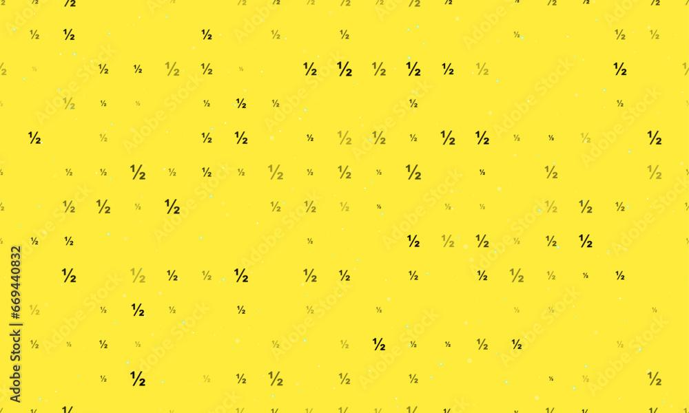 Poster seamless background pattern of evenly spaced black half fraction symbols of different sizes and opac