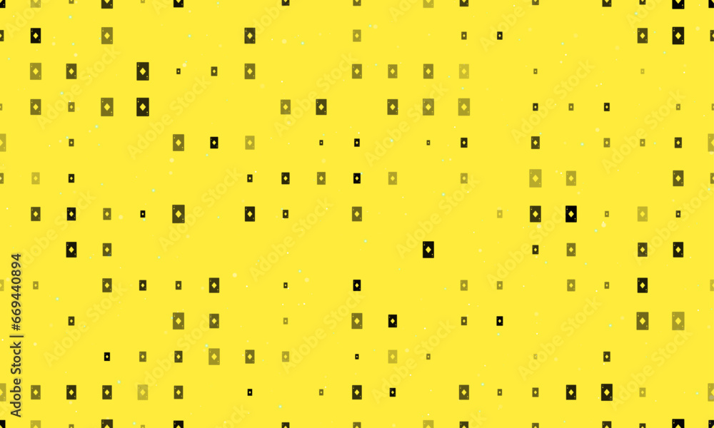 Poster seamless background pattern of evenly spaced black ace of diamond cards of different sizes and opaci