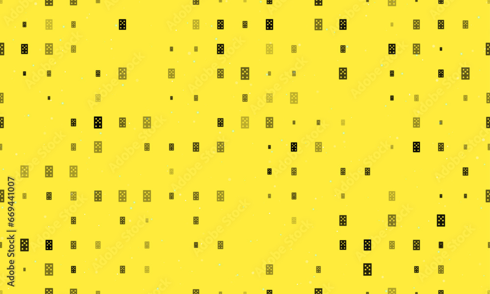 Poster seamless background pattern of evenly spaced black seven of spades playing cards of different sizes 