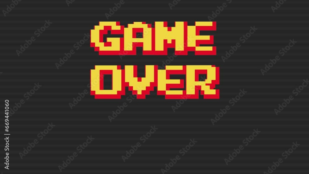 Poster Game Over background with player selection.8 bit game.retro game.