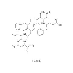 Senktide flat skeletal molecular structure Neurokinin receptor agonist NKI3 drug used in LH secretion, fertility treatment. Vector illustration scientific diagram.