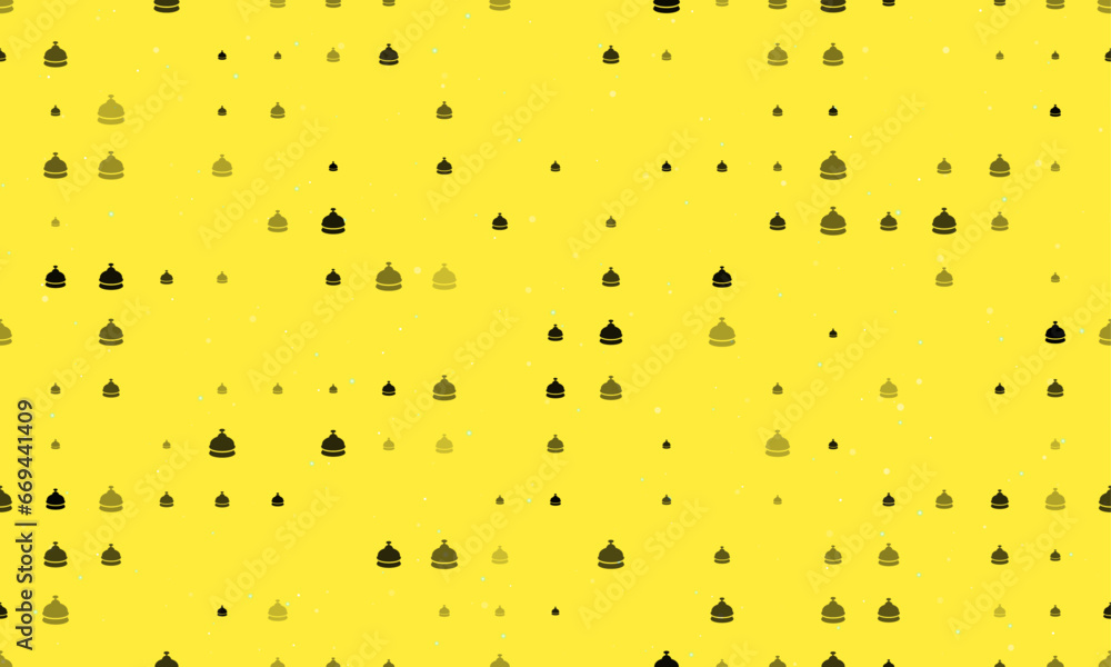 Poster seamless background pattern of evenly spaced black reception bell symbols of different sizes and opa